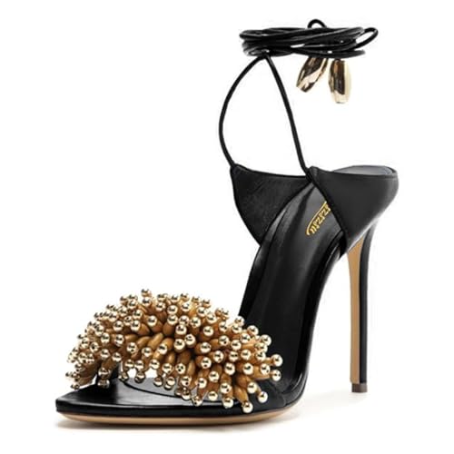 Zszszsu Women's Open Pointed Toe Fashion Sandals Stiletto High Heels Ankle Strap Self-tie Elegant Dress Party Daily Wear Shoes Size 4-16 US