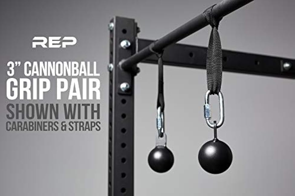REP Fitness Cannonball Grips for Pullups, Grip and Strength Training, Carabiner and Straps to Hang from Power Rack, Home Gyms, or Mounted Pullup Bar Pullup Bars