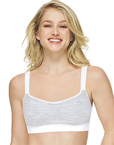 Hanes Black Sports Bra, Reversible Wireless Bra, Moisture-Wicking, SmoothTec Wirefree