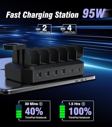95W Fast Charging Station for Multiple Devices, 6-Port USB Charging Dock - image 3