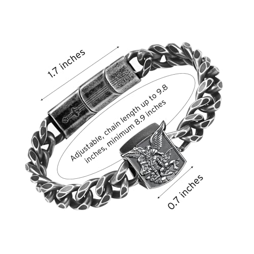 Saint Michael Bracelet Stainless Steel St Michael the Archangel Pendant for Men Religious Gift for Dad Brother Boy Firend3