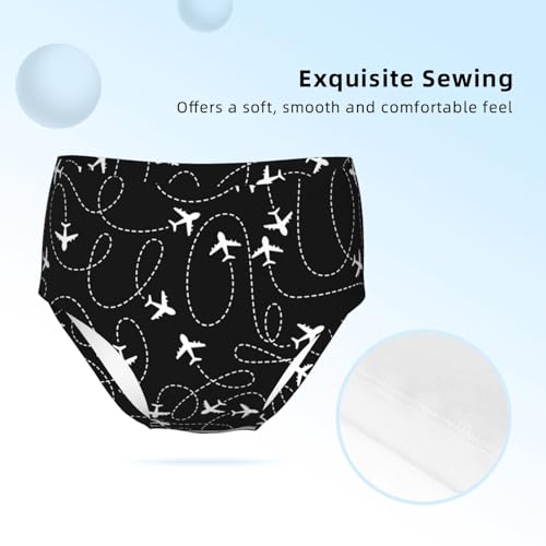White And Black Airplane Routes Girls' Underwear Soft Cotton Little Girls Panties Comfort Briefs3