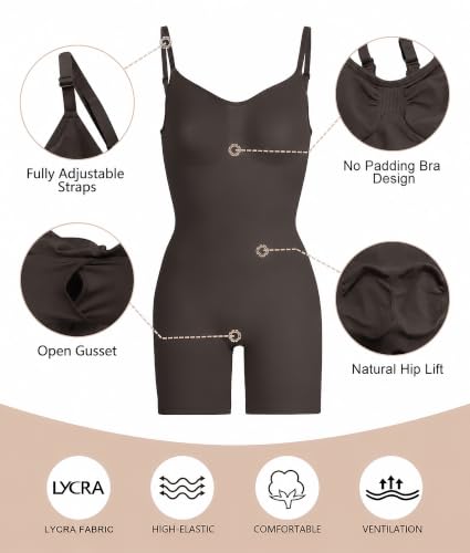Image of SHAPERX Shapewear for Women Tummy Control Bodysuit Mid Thigh Body Shaper Shorts for a Lifted Look