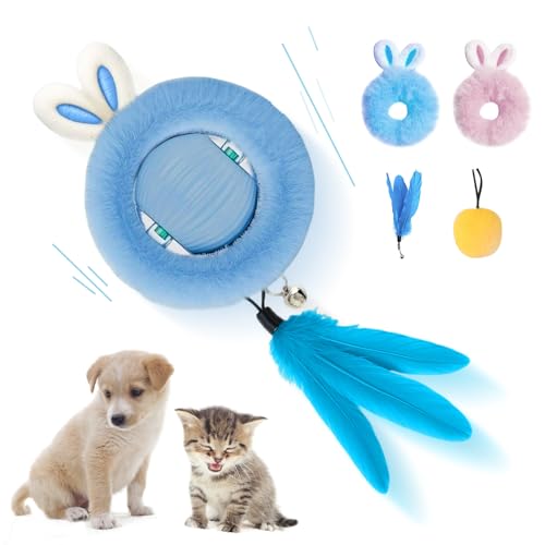 LETTERASHQP Giocattolo elettrico per gatti, giocattolo elettrico interattivo elettronico, giocattolo per cani, giocattolo per gatti, auto-occupazione, intelligente con orecchie da coniglio e coda, per
