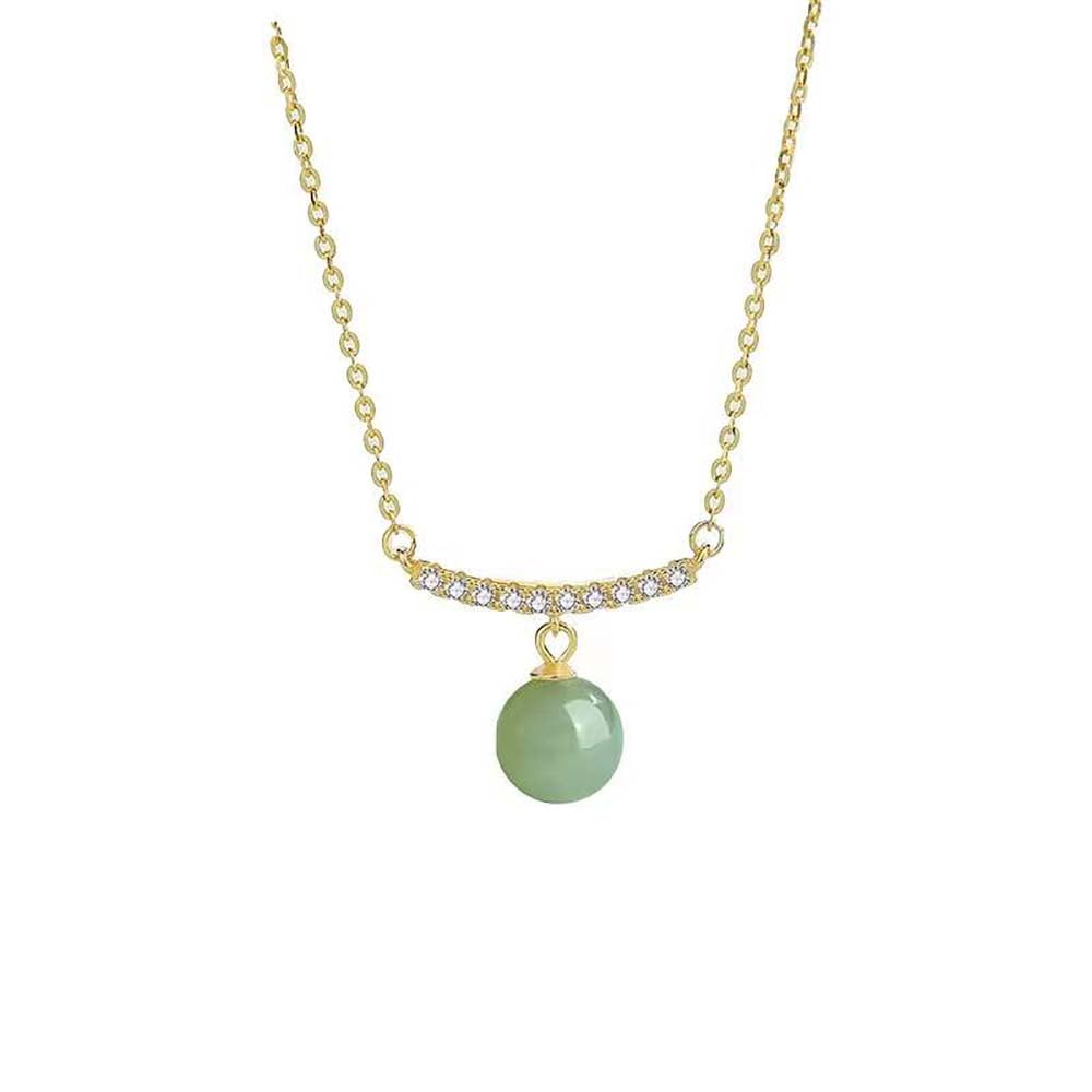 Collier en jade vert véritable et argent doré de haute qualité - 7