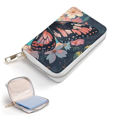 Porte-cartes en cuir gaufré de motifs nature chic et élégant