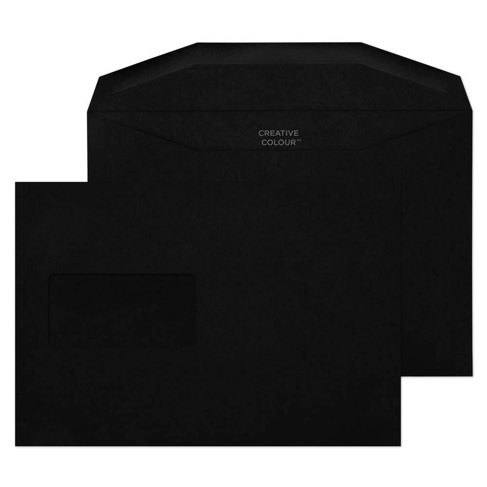 Blake Envelopes Creative Colour 814MW Kuvertierhüllen Briefumschläge Naßklebung Tiefschwarz Mit Fenster 120g/m² C5+ 162 x 235 mm | 500 Stück