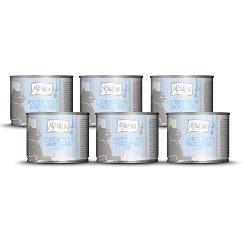 MjAMjAM - cibo umido premium per gatti - anatra selvatica sbollentata con zucca al vapore in salsa, confezione da 6 (6 x 185 g), senza cereali con carne extra