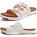 COFACE Sandalias Ortopedicas Mujer Verano Cómodos Fascitis Plantar Moda Soport Plantar Slides Mujer Ajustables Con Yoga Matt, Blanco/Caqui 37