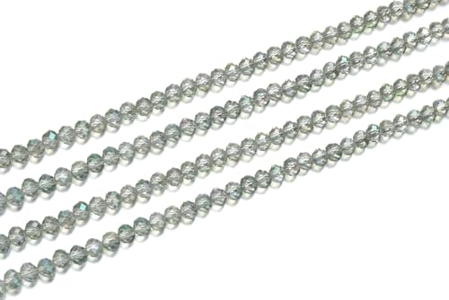 Image of 1000pcs Czech Faceted Rondelle Crystal Glass Beads 4mm Small Tiny Bulk Light Green Shimmer