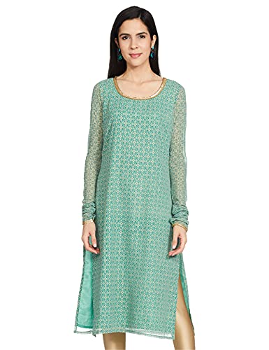 Green Chikankari Georgette Kurta