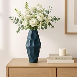 Ceramic Vase for Table Decor – Modern Bold Flower Vase for Living Room, Home, Bedroom, and House – Beautiful Accent for Room and Office Decor Accent Display – 21”, Blue