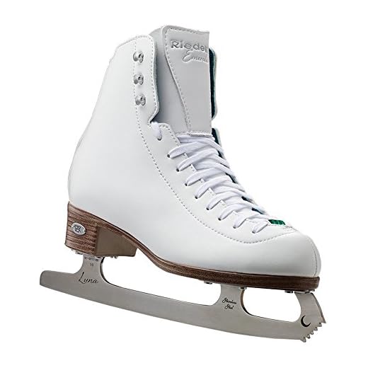 Riedell Skates - 19 Emerald Jr. - Youth Recreational Figure Ice Skates with Steel Luna Blade for Girls | White | Size 12 Youth