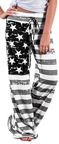 iniber Women's Comfy Pajama Pants Casual Lounge Pant Wide Leg Palazzo Stretch Drawstring Bottoms