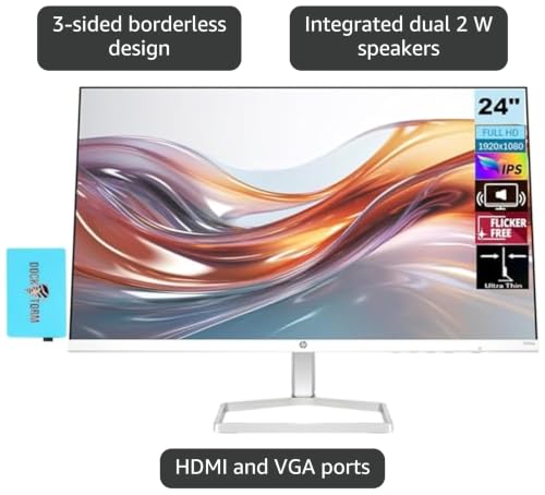 Image of HP Series 3 Pro 24 inch 100Hz FHD IPS Monitor with Adjustable Tilt /Swivel /Pivot /Height, Built-in Dual 2W Speakers, VESA Mount (100mm), VGA, Displayport, HDMI w /DKZ Hub, Black