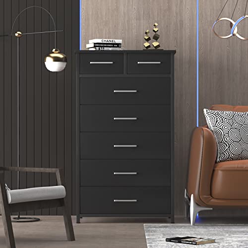 Ikeno 7 Drawer Tall Dresser With Sturdy Metal Frame, Industrial Drawer Chest For Bedroom, Clothes Storage Cabinet #TOP7