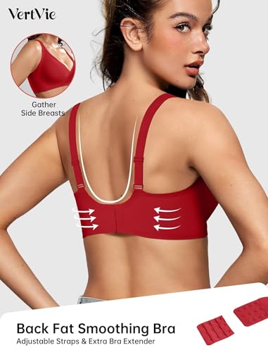 Image of Vertvie Jelly Wireless Bras for Women Push Up Plunge Seamless T-Shirt Bras No Underwire Supportive Full Coverage Bralettes