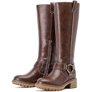 Ruiee Womens Knee High Boots Fall Winter Fashion Boot. | Riding, Casual Versatile, Lug Sole, Comfort, Faux Leather, Round Toe, Side Zipper