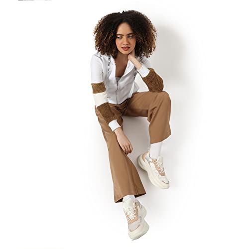 Image of Campus Sutra Women's Cotton Hooded Neck Sweatshirt(AWIN22 CSW-AW-HD0100 L C8-White L)