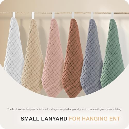 Image of Cuddle Campus Baby Washcloths 6 Packs, Muslin Washcloths Baby,Cotton Burp Cloths, Extra Absorbent and Soft Wash Clothes for Newborns, 12x12 Inches
