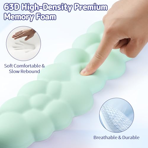 Image of Sushret Cloud Wrist Rest Keyboard, Cloud Keyboard Wrist Pad Set with PU Leather Memory Foam, Cute Arm Rest for Palm Support, PC /Gaming Desk Accessories /Office Setup /Computer Hand Cushion - Light Green
