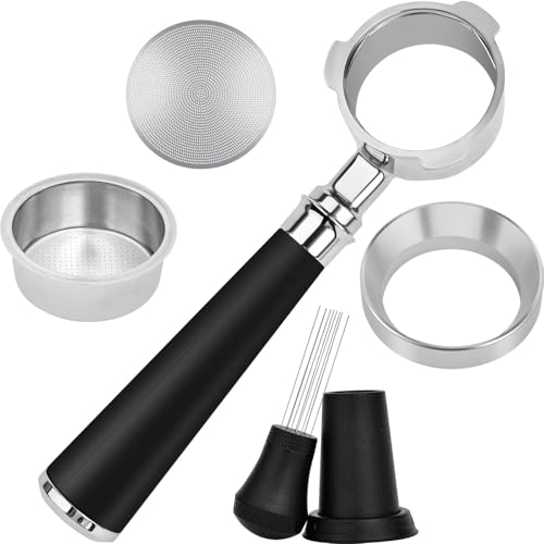 Image of 51mm Bottomless Portafilter 3 Ears Compatible for CASABREWS CM5418 and 3700 Essential, Gevi 51mm 3 Ears, Mr. Coffee Espresso, Includes Puck Screen, WDT Tool, Dosing Funnel, Double Shot Filter Basket