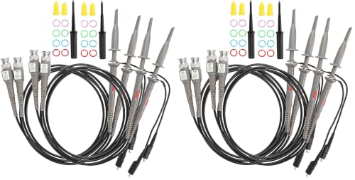 Image of Sumnacon 4Pcs 100 MHz 600V DC High Sensitivity Oscilloscope Clip Probe 10:1 and 1:1 Switchable with Mini Alligator Clip and Ground Lead (Pack of 2)