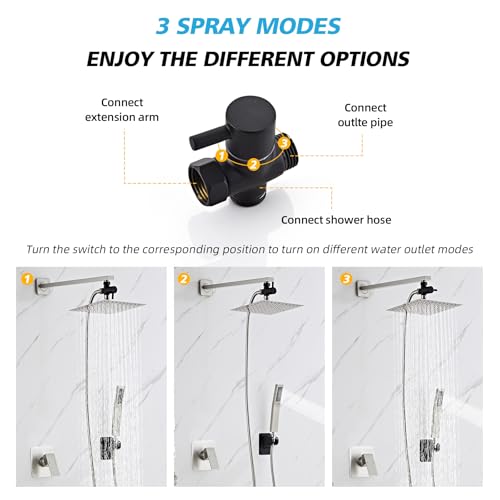 Combo de ducha con regadera de lluvia de 8 pulgadas y brazo ajustable miniatura 2
