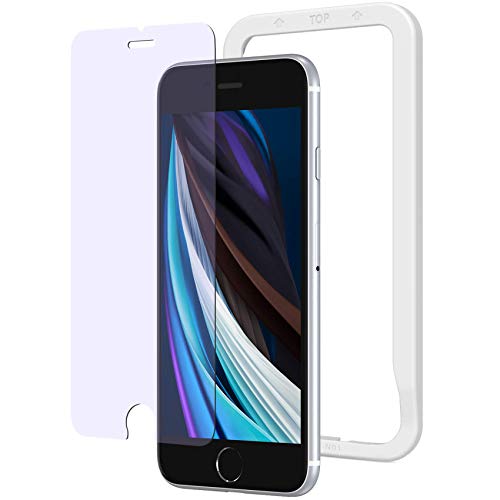 NIMASO ガラスフィルム ブルーライトカット iPhone SE 第2世代 2020 iPhone8 / 7 用 保護 フィルム アイフォン 6 / 6s 対応 ガイド枠付き