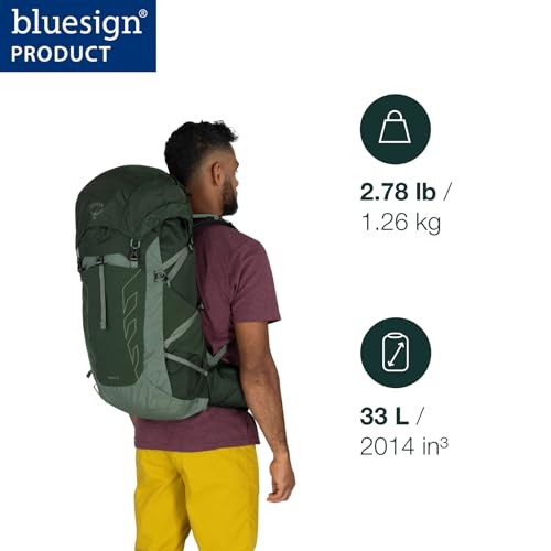 Image of Osprey Talon 33L Men's Lightweight Hiking Backpack - Daypack for Travel & Camping, Green Canopy /Pine Leaf