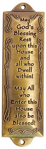 image for Generic Bless This House Pewter Mezuzah and Brass Mezuzah Both With He