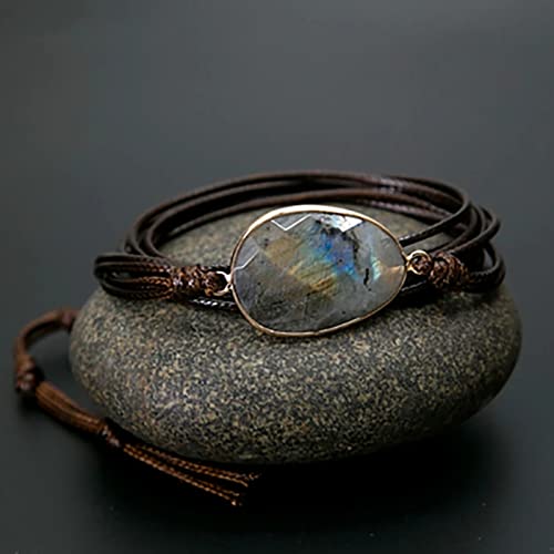 Image of Plumiss Women Boho Handmade Natural Stone Crystal Leather Bead Wrap Bracelets Collection