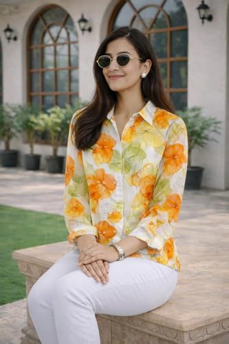 Image of Women's Korean Style 3 /4 Sleeve Oversized Button Down|| Workwear Top Shirt for Office & Casual Wear Women Shirt || Shirt for Woman || Top for Women (L-98-101)