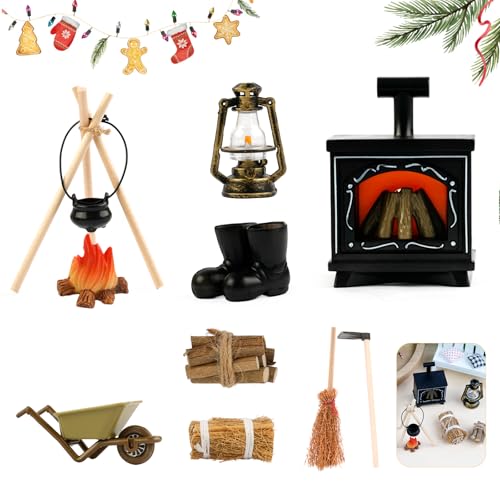 Honosen Wichtel Zubehör Weihnachten, Mini Kamin, Miniatur Puppenhaus...
