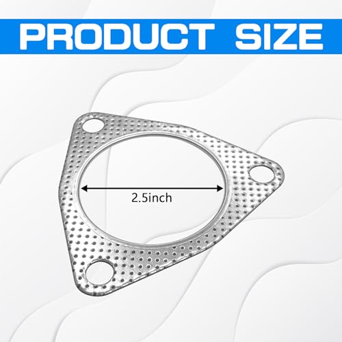 Qboonpt QBOONPT-PQDQG01 2Pcs Exhaust Gasket, 3 Bolt Metal Three-Hole Exhaust Flange Gasket, Multifunctional Manifold/Header/Muffler/Catalytic Converter Gasket,Exhaust Seal Gasket thumb #1