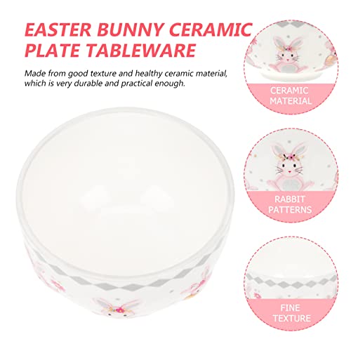 Soimiss Easter Bowl Ceramic Bunny Candy Dish Easter Basket Rabbit Candy Bowl Snack Appetizers Porridge Soup Bowl Salad Bowl Spring Party Home Restaurant Use #TOP7