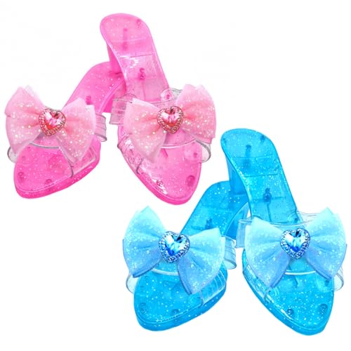 Hbbgdiy 2 Paar Prinzessinnen-Anziehschuhe, Kristall-High-Heels,...