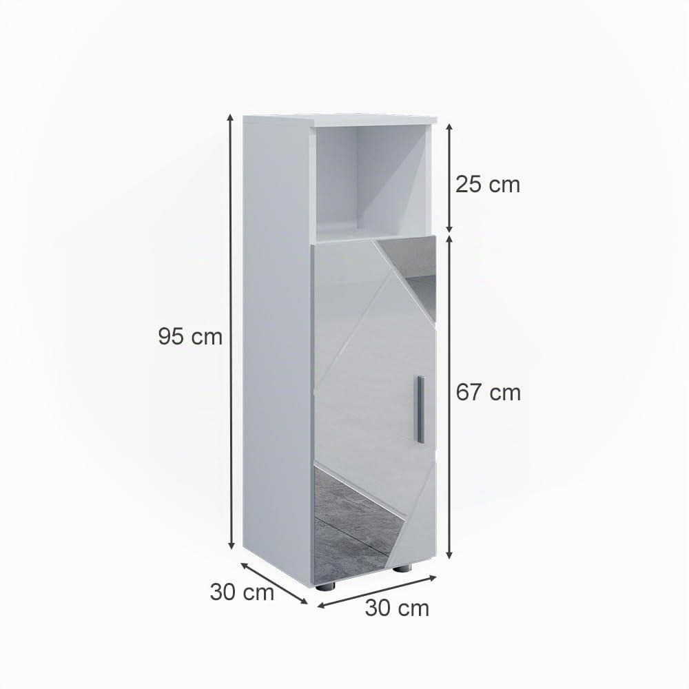 Vicco Midischrank Irma, Weiß Hochglanz mit Einsätzen, 30 x 95 cm