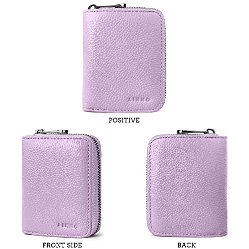 Image of 20 Card Solts Credit Card Holder RFID Blocking Genuine Leather Wallet for Women or Men Accordion style with zipper (purple)