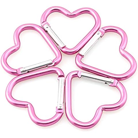 Lind Kitchen Heart Snap Hook 10pcs Heart-Shaped Aluminum Clip Key Holder for Camping Fishing Hiking Traveling and Sports Keychain Clip (Rose Hermosa) Cover