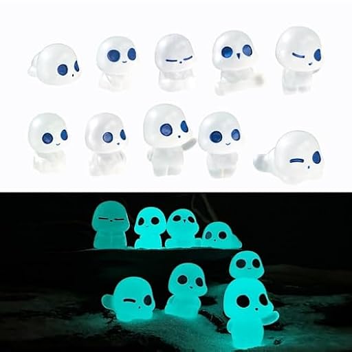LIUYIDM Figuras Decorativas Mononoke 10 Piezas Elfos Decoración de Jardín Resina Elfos Miniatura Kodama Luminoso Azul, Adecuado para La Noche, Jardín, Plantas en Macetas, Decoración de Halloween | Ya disponible en tu tienda friki favorita! En mundofriki.es!