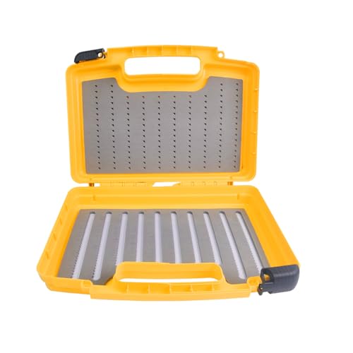 Aventik Streamer Fly Boxes Click Lock Large Streamer Flies Foam Storage Fishing Box Tackle Box Boating Fishing Boxes 14X11X3.35inch/10.43X8.27X3.15inch (SF2 Yellow-14X11X3.35inch)