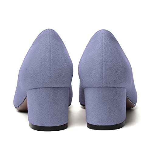 MERRORI Womens Casual Slip On Office Solid Square Toe Suede Chunky Low Heel Pumps Shoes 2 Inch4