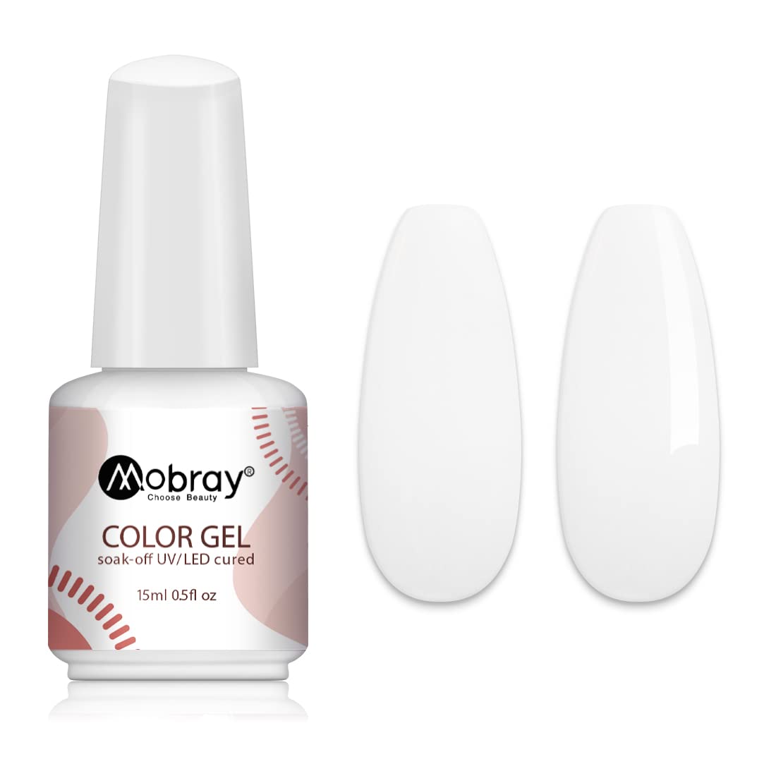 Mobray 15ml Gel Nail Polish, White Color Soak Off UV LED Nail Gel Polish Nail Art Starter Manicure Salon DIY at Home 1PC