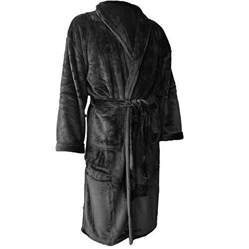 HOMELEVEL Flanell Übergrößen Bademantel Unisex für Damen und Herren Morgenmantel Saunamantel Reisebademantel Kuschelig weich Sauna Morgenrock Cover