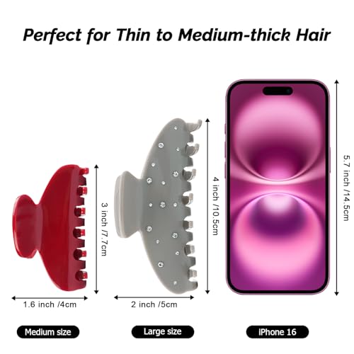 MAORULU Medium Cherry Red Acetate Claw Clip (3-inch) — view 2