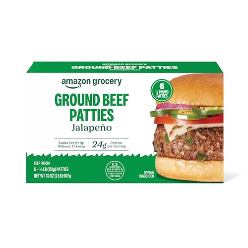 Amazon Grocery, Jalapeño Ground Beef Patties, 32 Oz, 6 Ct, Frozen (Previously Fresh Brand, Packaging May Vary)