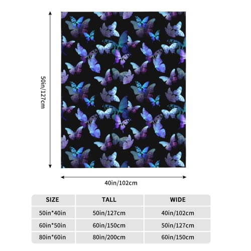Rahase 01 Butterfly Blanket Blue And Purple Super Soft Warm Butterfly Throw Blanket - Lightweight Cozy Flannel Throw Blanket Bed Couch Sofa Office Decor thumb #2