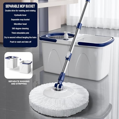 Hobngmuc Bodenwischer und Eimer-Set, verstellbarer Griff, Spinner, abnehmbares Wischeimer-Set | Arbeitssparender Wandreiniger, Bodenreinigungssystem Moppinp für effiziente Reinigung – Bild 3