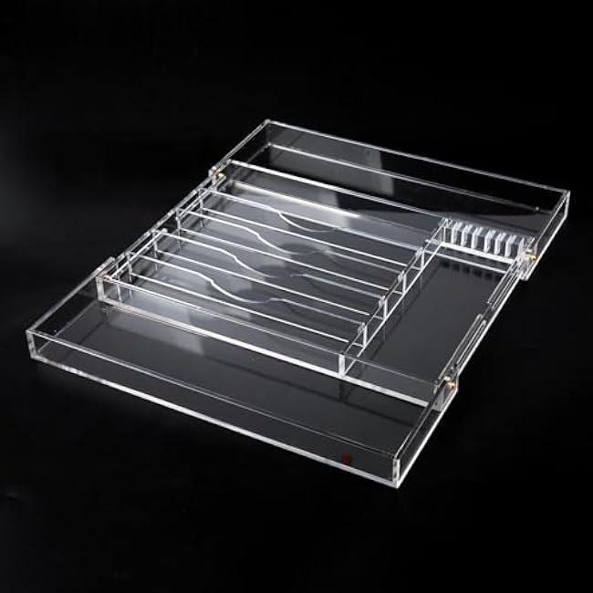 Acrylic Silverware Drawer Organizer Kitchen,Expandable Drawer Organizer,Silverware Organizer for Forks and Knives,Multipurpose Kitchen Organizers Divider and Storage Solution(pull-out,transparency)